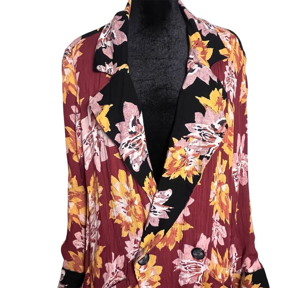 Free People We The Free Niya Floral Print Duster Jacket – Cranberry Combo (M) - Picture 4 of 12